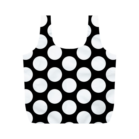 Black And White Polkadot Reusable Bag (M) from ArtsNow.com Front