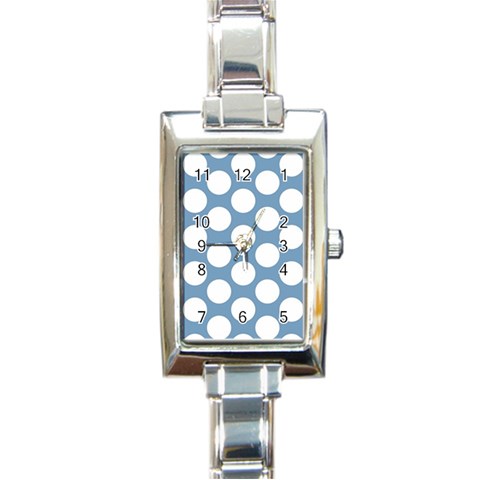 Blue Polkadot Rectangular Italian Charm Watch from ArtsNow.com Front