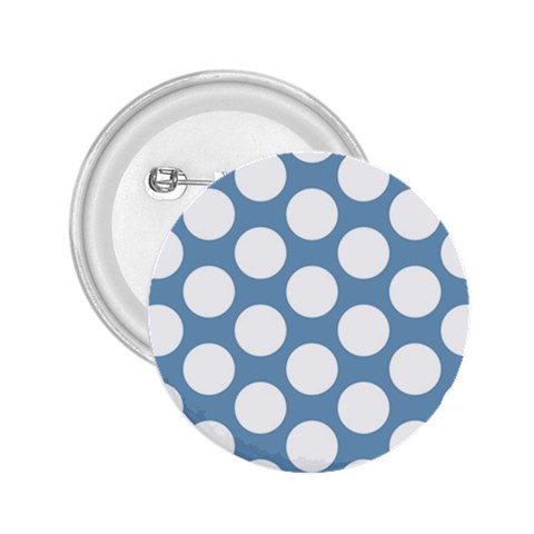 Blue Polkadot 2.25  Button from ArtsNow.com Front