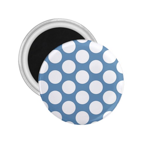 Blue Polkadot 2.25  Button Magnet from ArtsNow.com Front