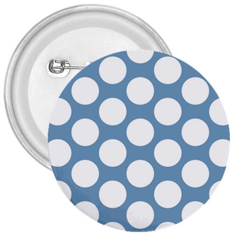 Blue Polkadot 3  Button from ArtsNow.com Front