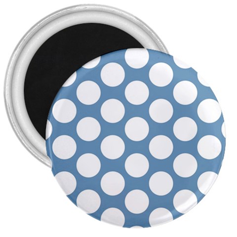 Blue Polkadot 3  Button Magnet from ArtsNow.com Front