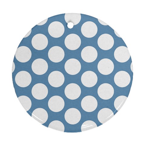 Blue Polkadot Round Ornament from ArtsNow.com Front