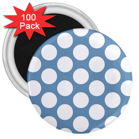 Blue Polkadot 3  Button Magnet (100 pack) from ArtsNow.com Front