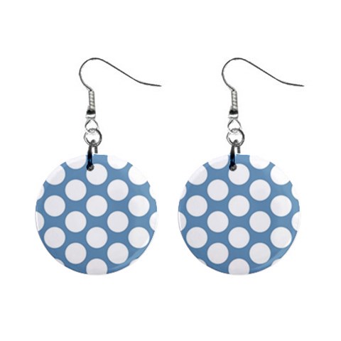 Blue Polkadot Mini Button Earrings from ArtsNow.com Front