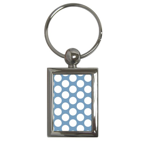 Blue Polkadot Key Chain (Rectangle) from ArtsNow.com Front