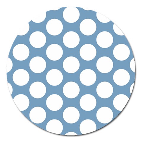 Blue Polkadot Magnet 5  (Round) from ArtsNow.com Front