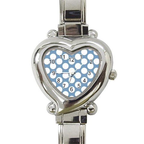 Blue Polkadot Heart Italian Charm Watch  from ArtsNow.com Front