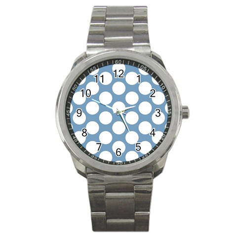 Blue Polkadot Sport Metal Watch from ArtsNow.com Front