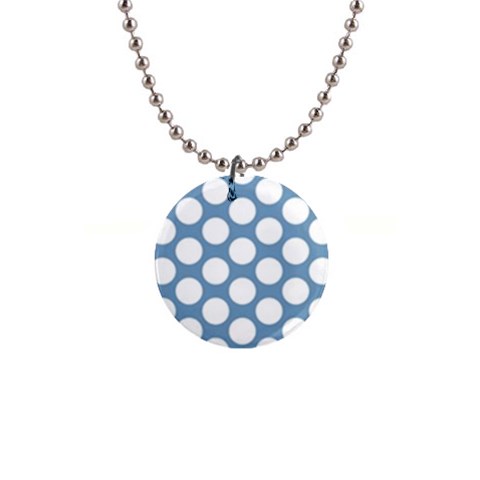 Blue Polkadot Button Necklace from ArtsNow.com Front