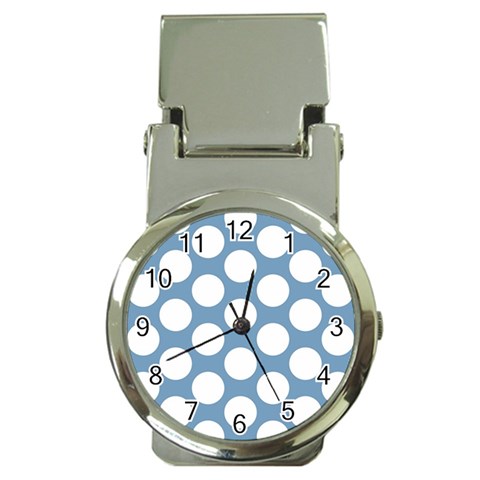 Blue Polkadot Money Clip with Watch from ArtsNow.com Front