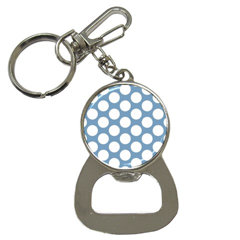 Blue Polkadot Bottle Opener Key Chain from ArtsNow.com Front