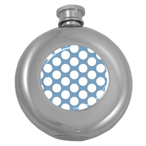 Blue Polkadot Hip Flask (Round) from ArtsNow.com Front