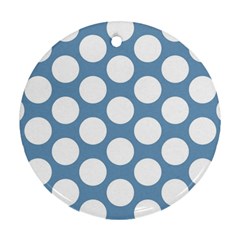 Blue Polkadot Round Ornament (Two Sides) from ArtsNow.com Front