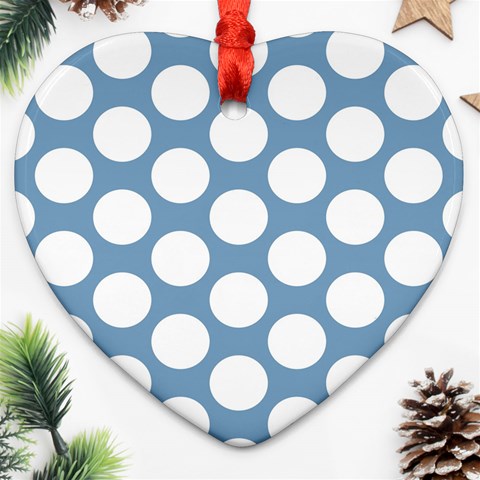 Blue Polkadot Heart Ornament (Two Sides) from ArtsNow.com Back