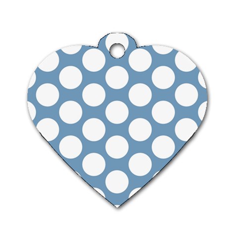 Blue Polkadot Dog Tag Heart (One Sided)  from ArtsNow.com Front