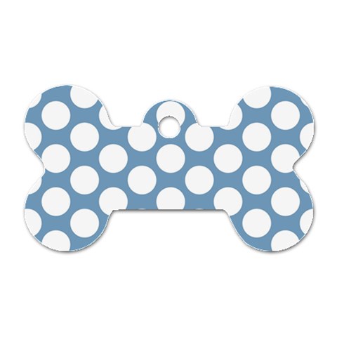 Blue Polkadot Dog Tag Bone (One Sided) from ArtsNow.com Front