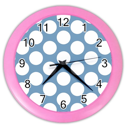 Blue Polkadot Wall Clock (Color) from ArtsNow.com Front