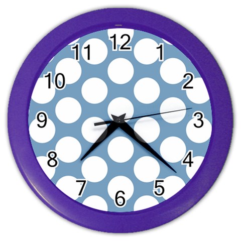 Blue Polkadot Wall Clock (Color) from ArtsNow.com Front