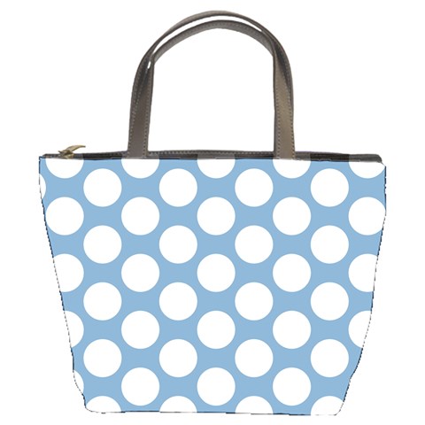 Blue Polkadot Bucket Handbag from ArtsNow.com Front