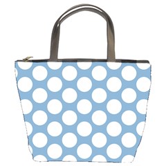 Blue Polkadot Bucket Handbag from ArtsNow.com Front