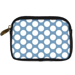 Blue Polkadot Digital Camera Leather Case from ArtsNow.com Front