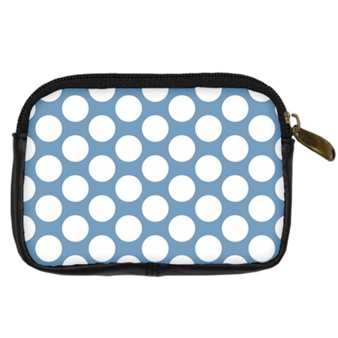 Blue Polkadot Digital Camera Leather Case from ArtsNow.com Back