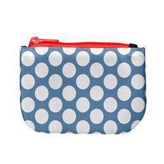 Blue Polkadot Coin Change Purse from ArtsNow.com Front