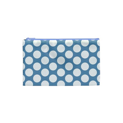 Blue Polkadot Cosmetic Bag (Small) from ArtsNow.com Front