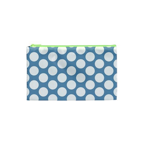 Blue Polkadot Cosmetic Bag (Small) from ArtsNow.com Front