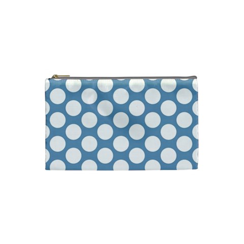 Blue Polkadot Cosmetic Bag (Small) from ArtsNow.com Front