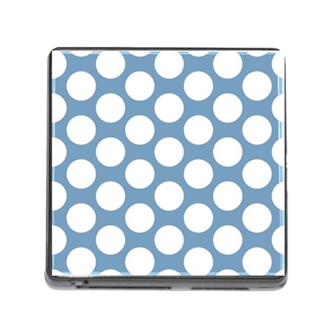 Blue Polkadot Memory Card Reader with Storage (Square) from ArtsNow.com Front