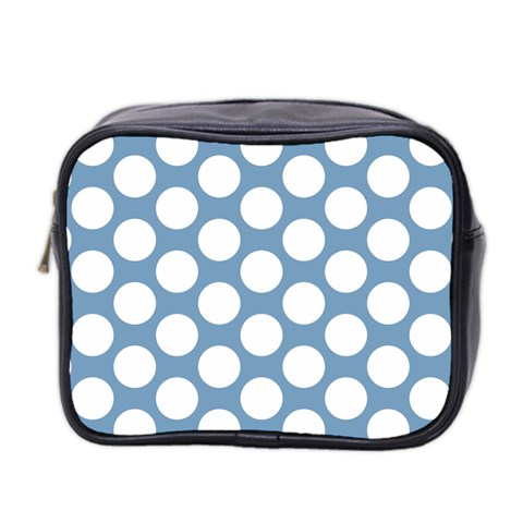 Blue Polkadot Mini Travel Toiletry Bag (Two Sides) from ArtsNow.com Front