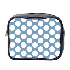 Blue Polkadot Mini Travel Toiletry Bag (Two Sides) from ArtsNow.com Front