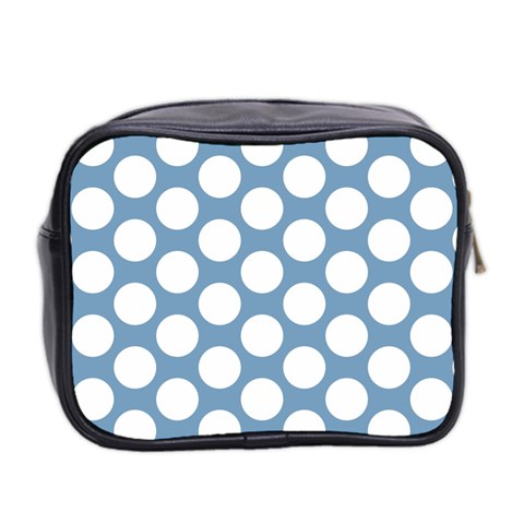 Blue Polkadot Mini Travel Toiletry Bag (Two Sides) from ArtsNow.com Back