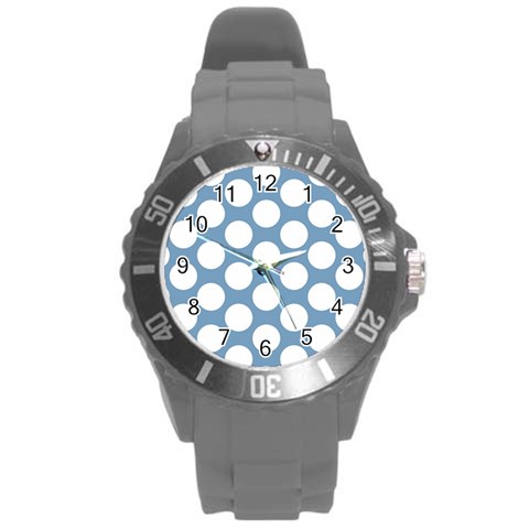 Blue Polkadot Plastic Sport Watch (Large) from ArtsNow.com Front