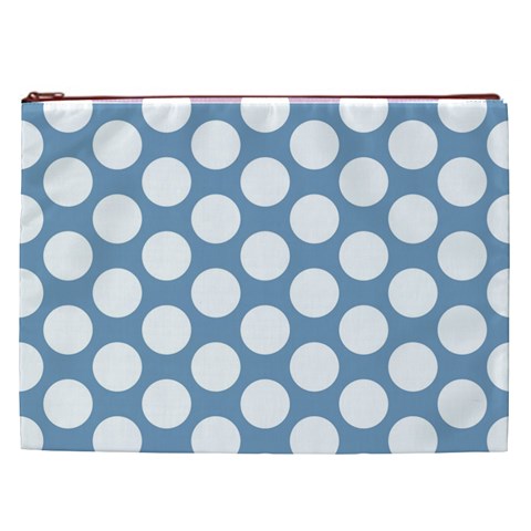 Blue Polkadot Cosmetic Bag (XXL) from ArtsNow.com Front