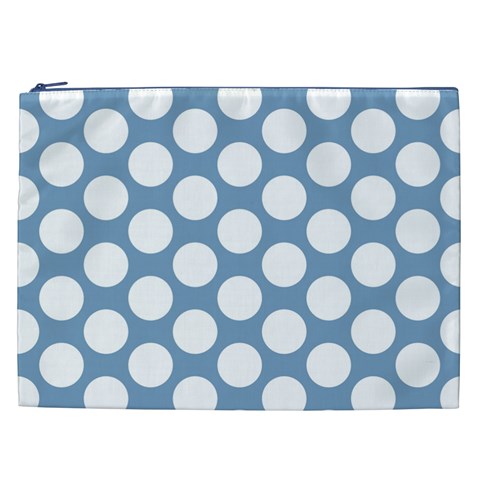 Blue Polkadot Cosmetic Bag (XXL) from ArtsNow.com Front