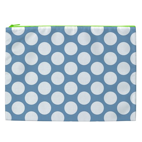 Blue Polkadot Cosmetic Bag (XXL) from ArtsNow.com Front