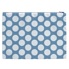 Blue Polkadot Cosmetic Bag (XXL) from ArtsNow.com Back