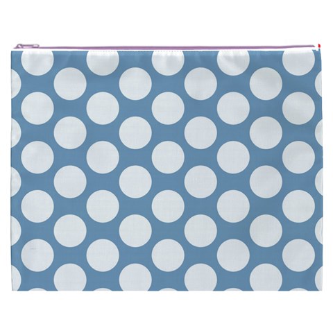 Blue Polkadot Cosmetic Bag (XXXL) from ArtsNow.com Front