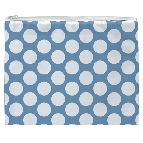 Blue Polkadot Cosmetic Bag (XXXL) from ArtsNow.com Front