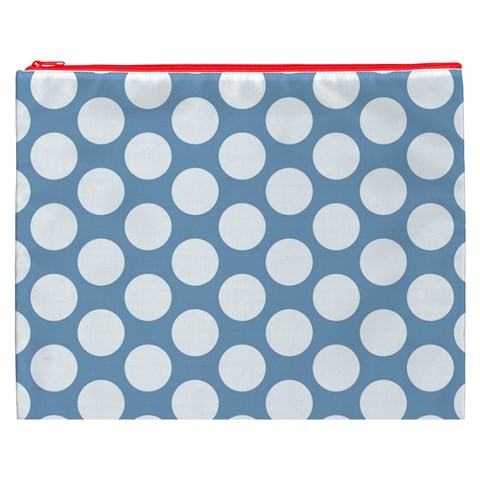 Blue Polkadot Cosmetic Bag (XXXL) from ArtsNow.com Front