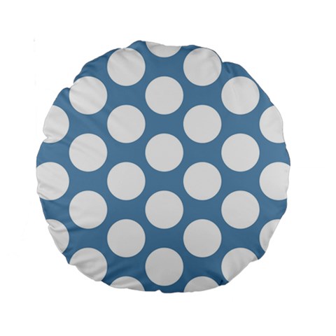 Blue Polkadot 15  Premium Round Cushion  from ArtsNow.com Front