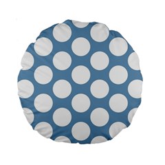 Blue Polkadot 15  Premium Round Cushion  from ArtsNow.com Back