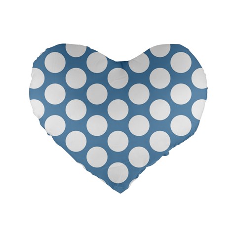 Blue Polkadot 16  Premium Heart Shape Cushion  from ArtsNow.com Front