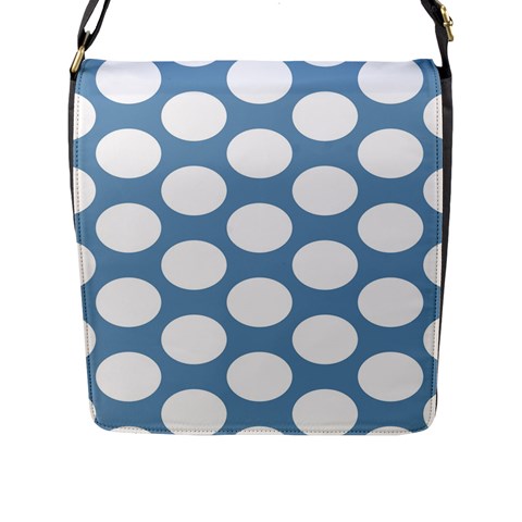 Blue Polkadot Flap Closure Messenger Bag (Large) from ArtsNow.com Front