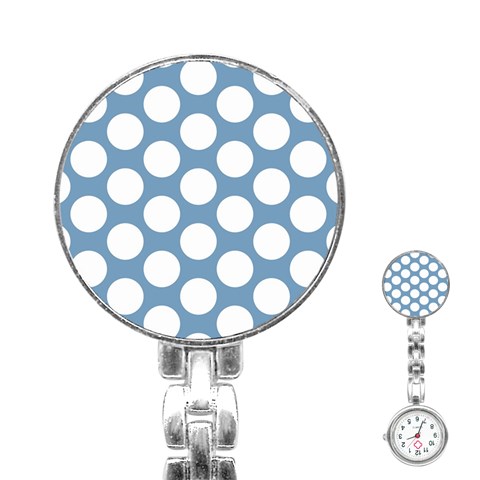 Blue Polkadot Stainless Steel Nurses Watch from ArtsNow.com Front