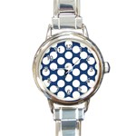 Dark Blue Polkadot Round Italian Charm Watch