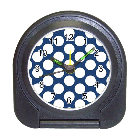 Dark Blue Polkadot Desk Alarm Clock from ArtsNow.com Front